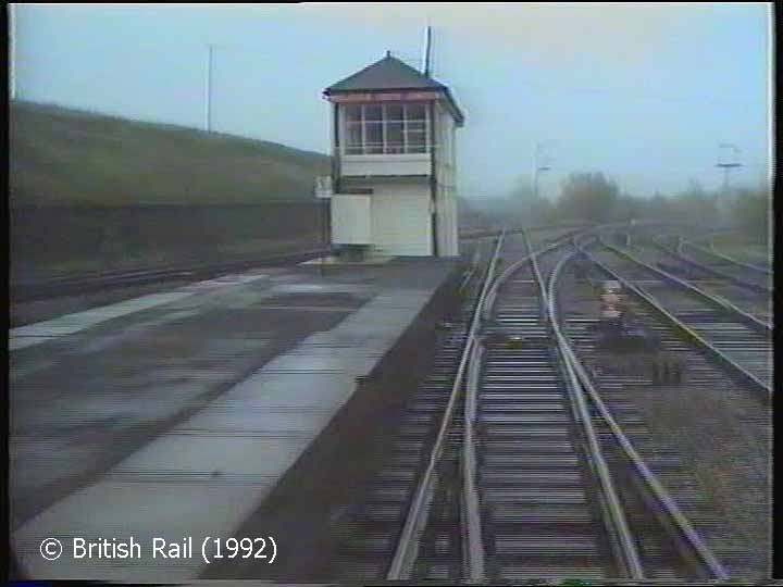 Hellifield South Junction Signal Box: Cab-view, northbound (rearwards).