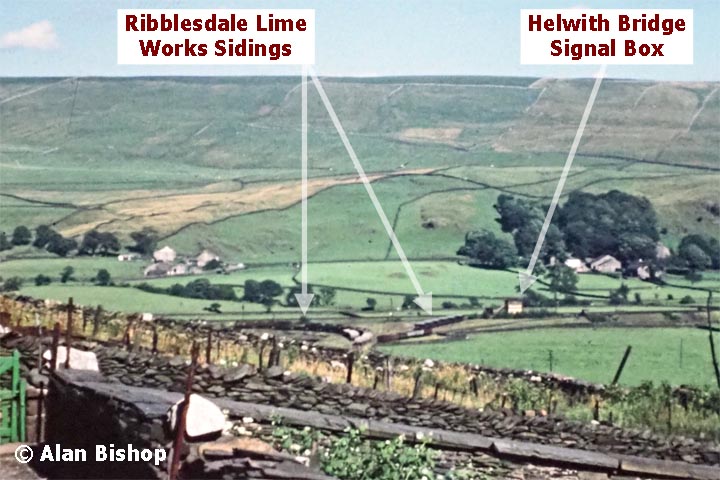 Helwith Bridge Signal Box & Ribblesdale Lime Works Sidings from Foredale Cottages.