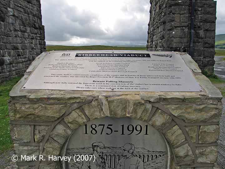 Ribblehead Viaduct Memorial Cairn: the two main plaques.
