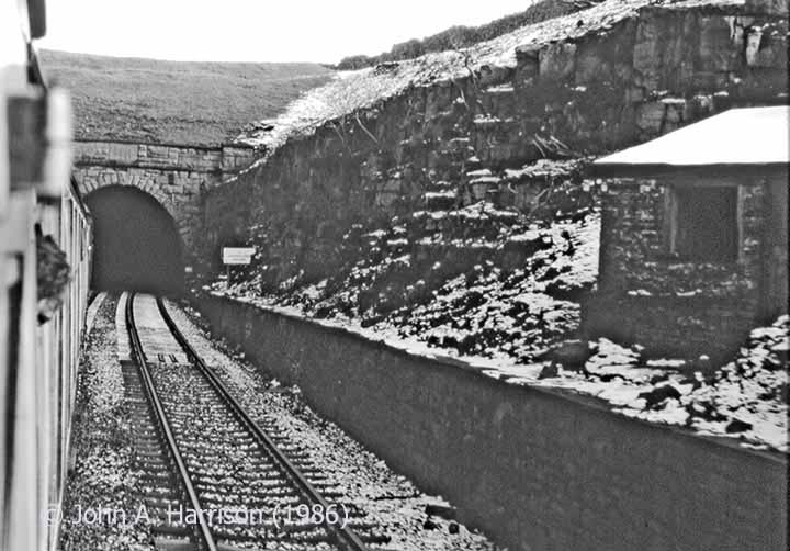 Blea Moor Tunnel South Portal and Platelayers' Hut: Context view from S in snow.