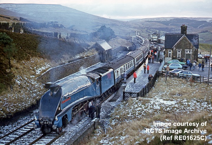 Context view of Dent Station (looking SSE) with A4 No. 4498 'Sir Nigel Gresley'.