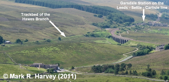 Garsdale Junction and Hawes Branch trackbed: Aerial view from northeast.