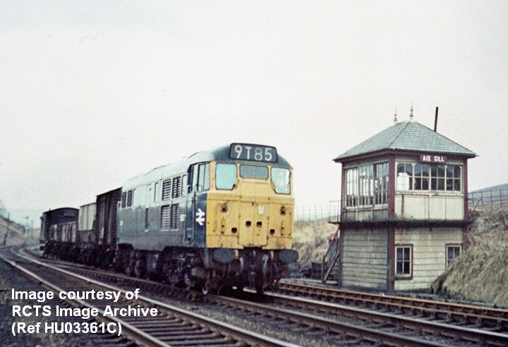 Ais Gill Signal Box and Sidings, context view from north with a class 31.