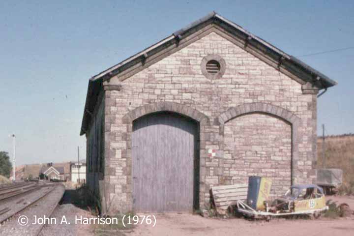 Kirkby Stephen Goods Shed, east elevation (with the signal box and station beyond).