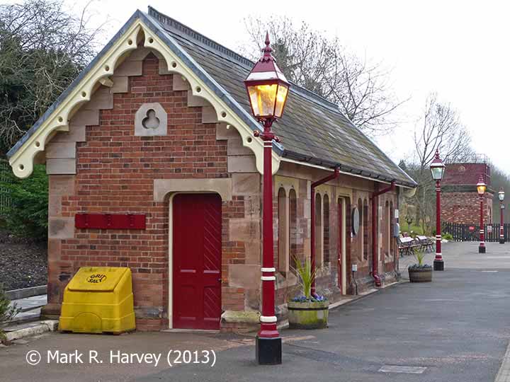 Appleby Station Waiting Room, 'Up' tank house and heritage lighting from WNW.