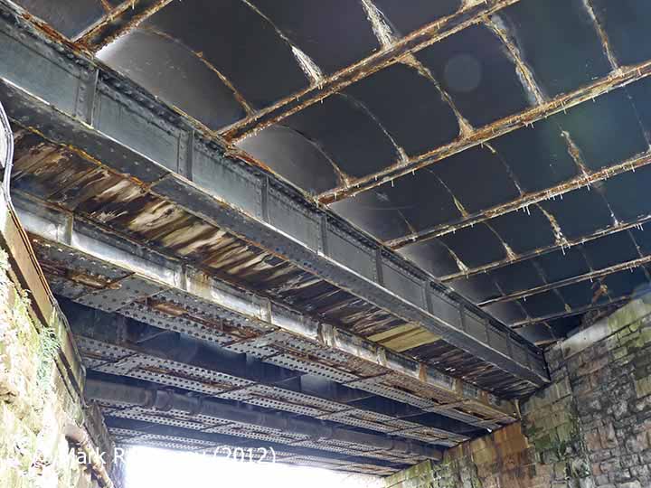 Bridge SAC/237, underside prior to deck replacement. Note arches supporting 'Down' platform.