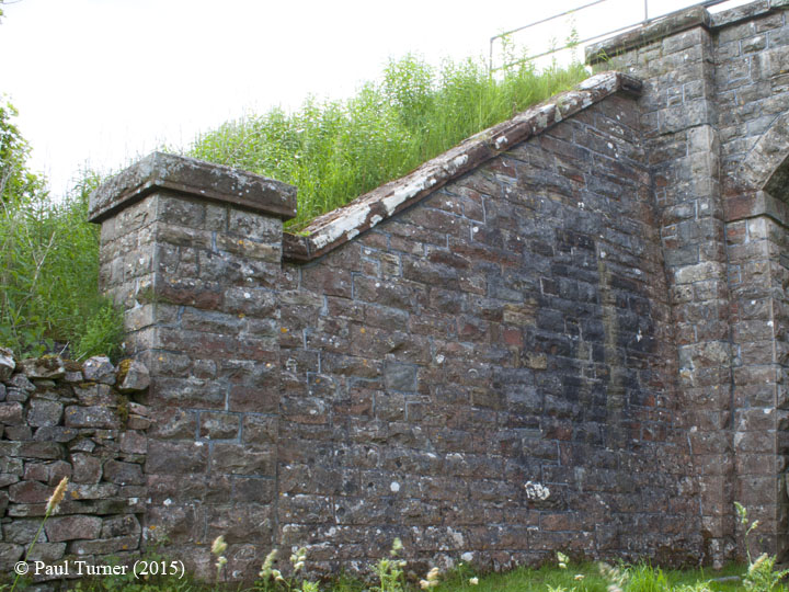 Bridge No 180 - Wharton Hall (footpath): Elevation view of South-East wing wall
