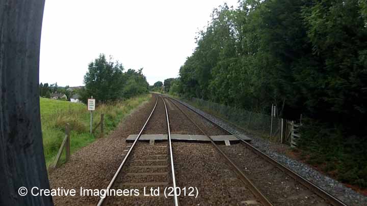 Cab-view image: Level Crossing (PROW - footpath)