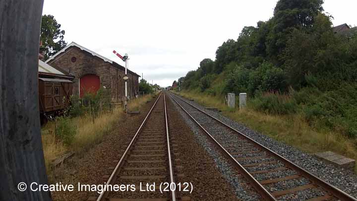 277100: Appleby Station - Goods Shed: Cab-view video still (northbound)