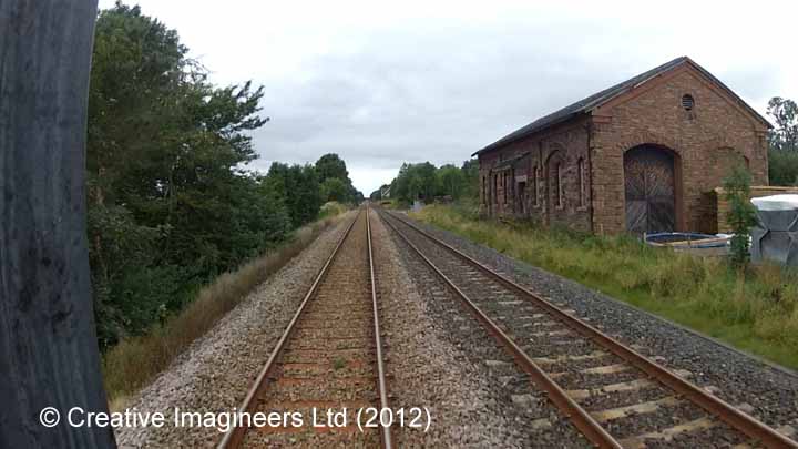 280040: Long Marton Station - Goods Shed: Cab-view video still (northbound)