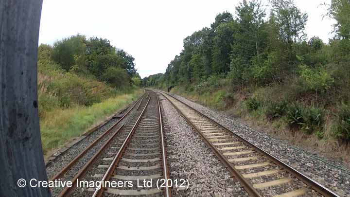 305200: Scotby Station - Siding (Down): Cab-view video-still (northbound)