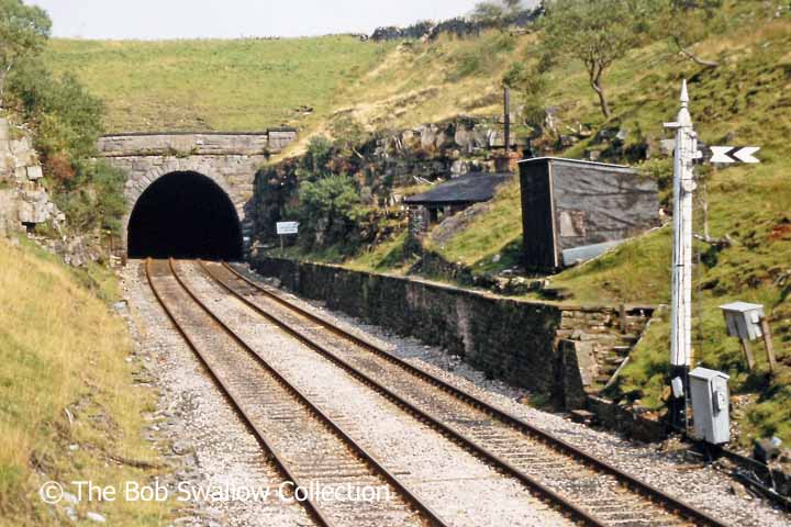 Blea Moor Tunnel South Portal and two platelayers' huts: Context from southwest