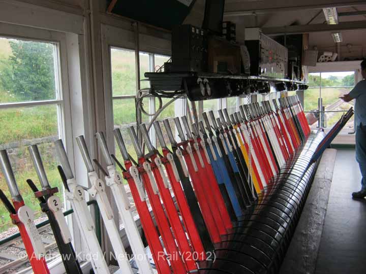Hellifield South Jn. Signal Box Interior: lever-frame (1)