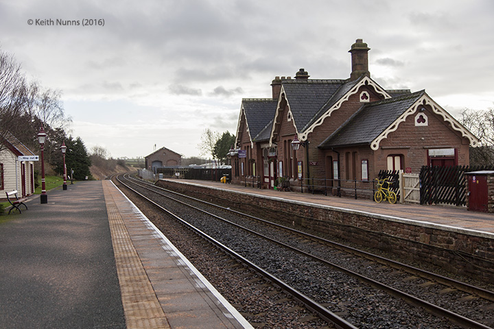 288280: Langwathby Station - Main Building: Context view from the north east