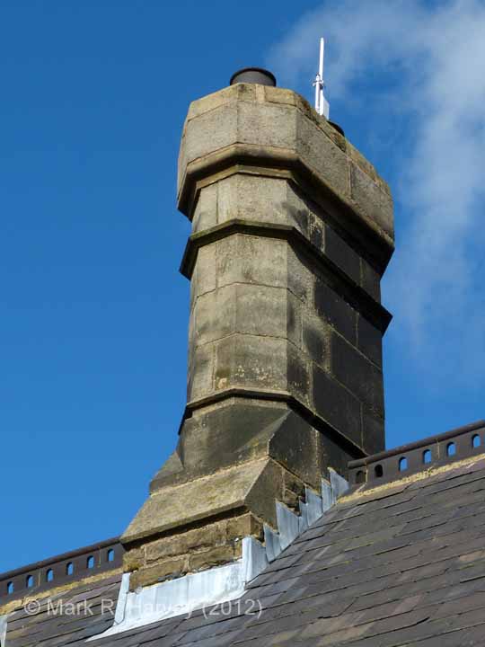 Ribblehead Station Booking Office: Detail view, chimney from the south-west