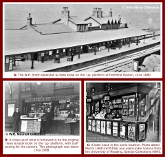 Montage: W.H. Smith bookstall & newspaper kiosk on Hellifield 'Up' platform.