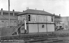 Hellifield North Junction Signal Box from the west (with engine shed beyond).