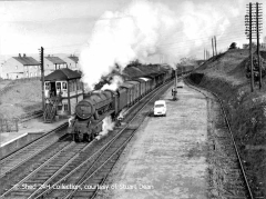 Long Preston Station looking NW (with 48158 hauling a southbound freight train).