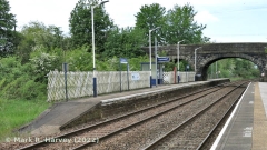 Long Preston 'Down' passenger platform and Bridge SKW1/40, from the southeast.