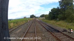 Settle Junction Station (site of): Cab-view, northbound looking straight ahead.
