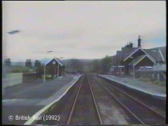 Settle Station booking office: Cab-view, northbound (forwards).
