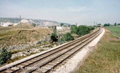 Helwith Bridge and adjacent rail-served quarries, context view from south.