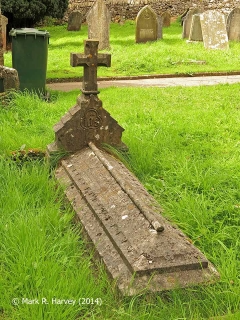 Grave and memorial stone (tombstone) for Job Hirst in St Leonards' churchyard.