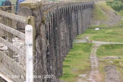 Ribblehead Viaduct northeast face, viewed from track level during 2007 viaduct walk event.