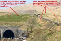 Spoil tips beside Blea Moor Tunnel South Portal, context from south.