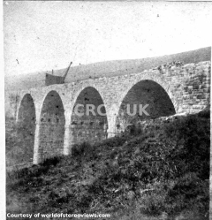 Ais Gill Viaduct under construction, with steam crane.