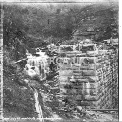 One of the piers of Ais Gill Viaduct under construction (A).