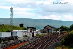 266410: Kirkby Stephen Station - Goods Shed: Context view from the North