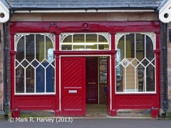 Appleby Station booking-office porch: glazing, ironwork and woodwork details.