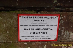 Bridge SAC/303 - Eden Lacy: Network Rail Bridge sign