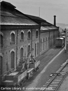 The north walls of Durran Hill No.1 Fitting Shop (left) & engine shed beyond.