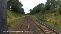 279500: Milepost 279½: Cab-view video still (northbound)"