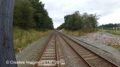 281330: Gradient Post (660 rising / level): Cab-view video still (northbound)