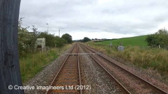 Cab-view image:  Level Crossing (PROW - footpath through KTG works)