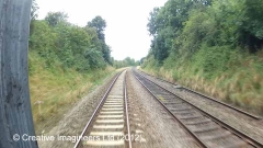 285770: Gradient Post (level / 380 falling): Cab-view video still (northbound)