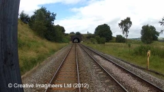 292250: Milepost 292¼: Cab-view video still (northbound)"