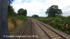 293500: Milepost 293½: Cab-view video-still (northbound)"