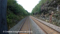 294910: Gradient Post (level / 132 falling): Cab-view video-still (northbound)