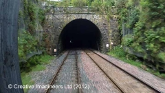 295690: Baron Wood Tunnel No. 2 South Portal: Cab-view video-still (northbound)