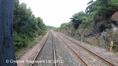 299500: Milepost 299½: Cab-view video-still (northbound)"