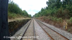 300500: Milepost 300½: Cab-view video-still (northbound)"