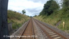 302250: Milepost 302¼: Cab-view video-still (northbound)"