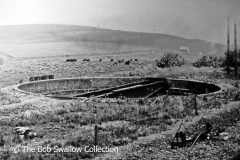 The derelict pit and bridge frame of Garsdale Turntable, viewed from the south