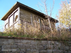 238080: Langcliffe Lime Works - Timber cabin: Elevation view from the east