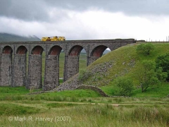 Ribblehead Viaduct northeast end abutment, embankment and old tramway trackbed