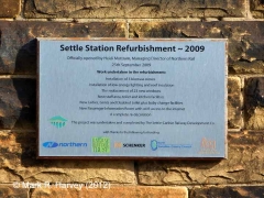 Settle Station Booking Office: 2009 station refurbishment plaque